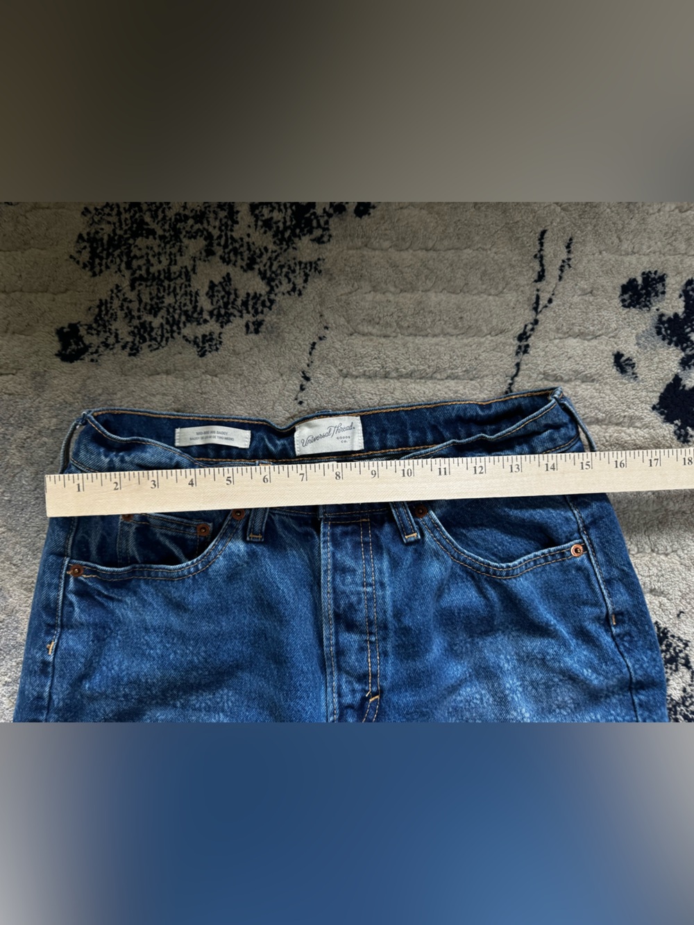 Womens Blue Patterned Denim Jeans - Picture 5 of 5